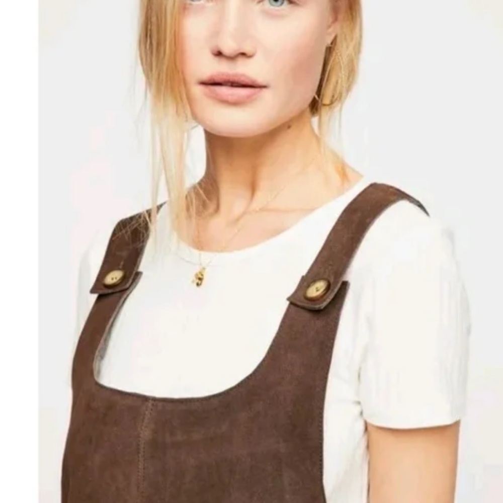 Free People Leather Jumper Dress Small Shift Cowhide - Picture 1 of 8